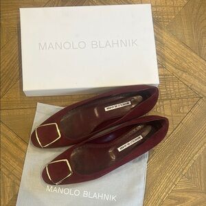 Manolo Blahnik Burgundy Flats
